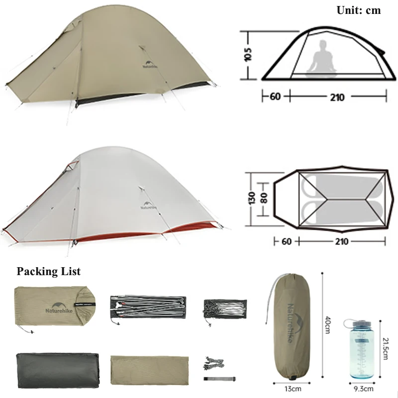 Naturehike Cloud Up Pro tenda 20D ultraleggera impermeabile escursionismo 2 persone zaino tenda da viaggio portatile all'aperto tenda da campeggio da spiaggia