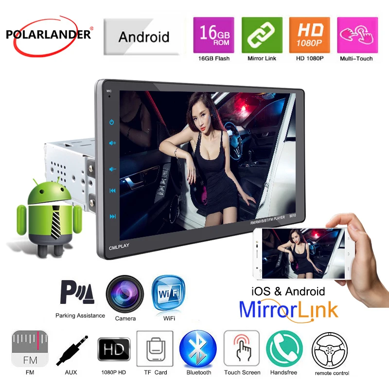 

For Caplay Car Radio Detachable Machine Full touch screen MP5 for Android Two-way Control9 Inch Single Spindle External 9010C