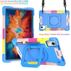 Shockproof Tablet Case with Rotating Stand, Pen Holder, and Shoulder Strap for Idea Tab 11 2025 (Sky Blue)