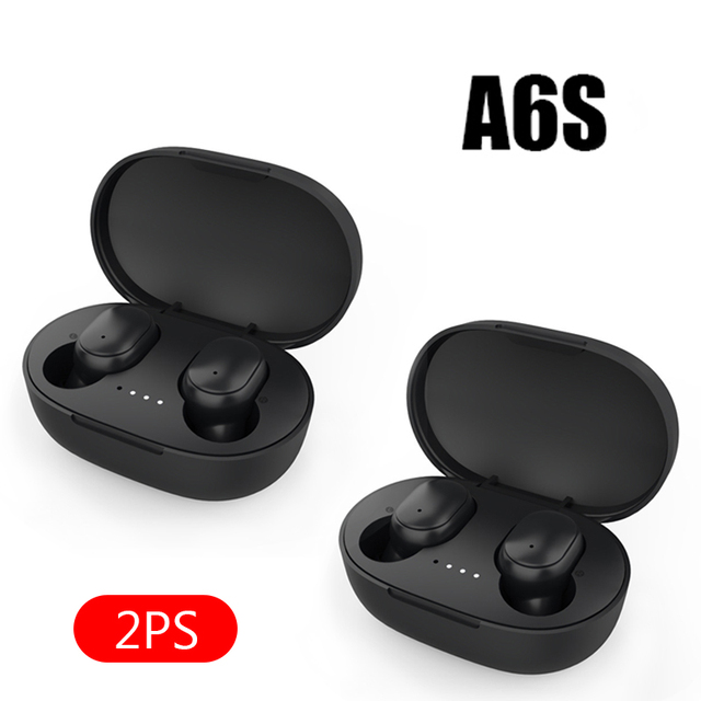 A6S Smart Digital Display Bluetooth Headset Wireless Mini HIFI Headset Stereo in-Ear Sports Earphone with Mic & Charging Box