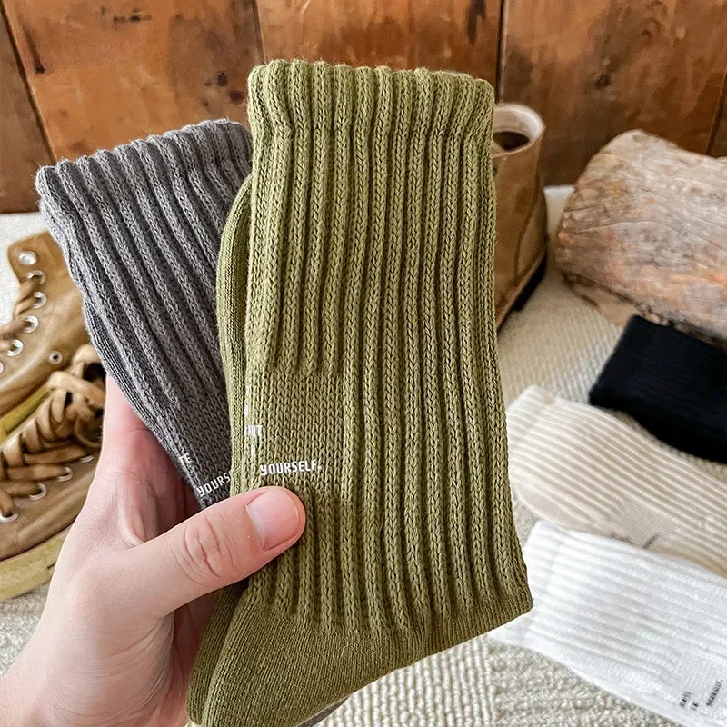 

Socks Sports Socks Medium Letter Socks Tube Couple Japanese Bottom Knitted Unisex Women Towel Socks Thickened Male