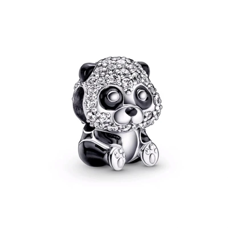 Steampunk Bear Pendant Sparkling Cute Panda Charm Bead Fit Original 925 Sterling Silver Bracelet DIY Jewelry Fashion Gift 3