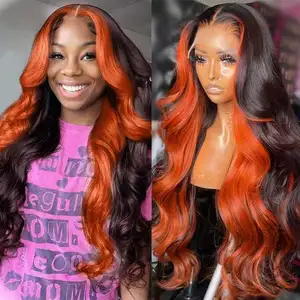 Highlight Inner Ginger Lace Front Human Hair Wigs 13x6 13x4 HD Body Wave Lace Front Wig Brazilian Lace Closure Wig For Women