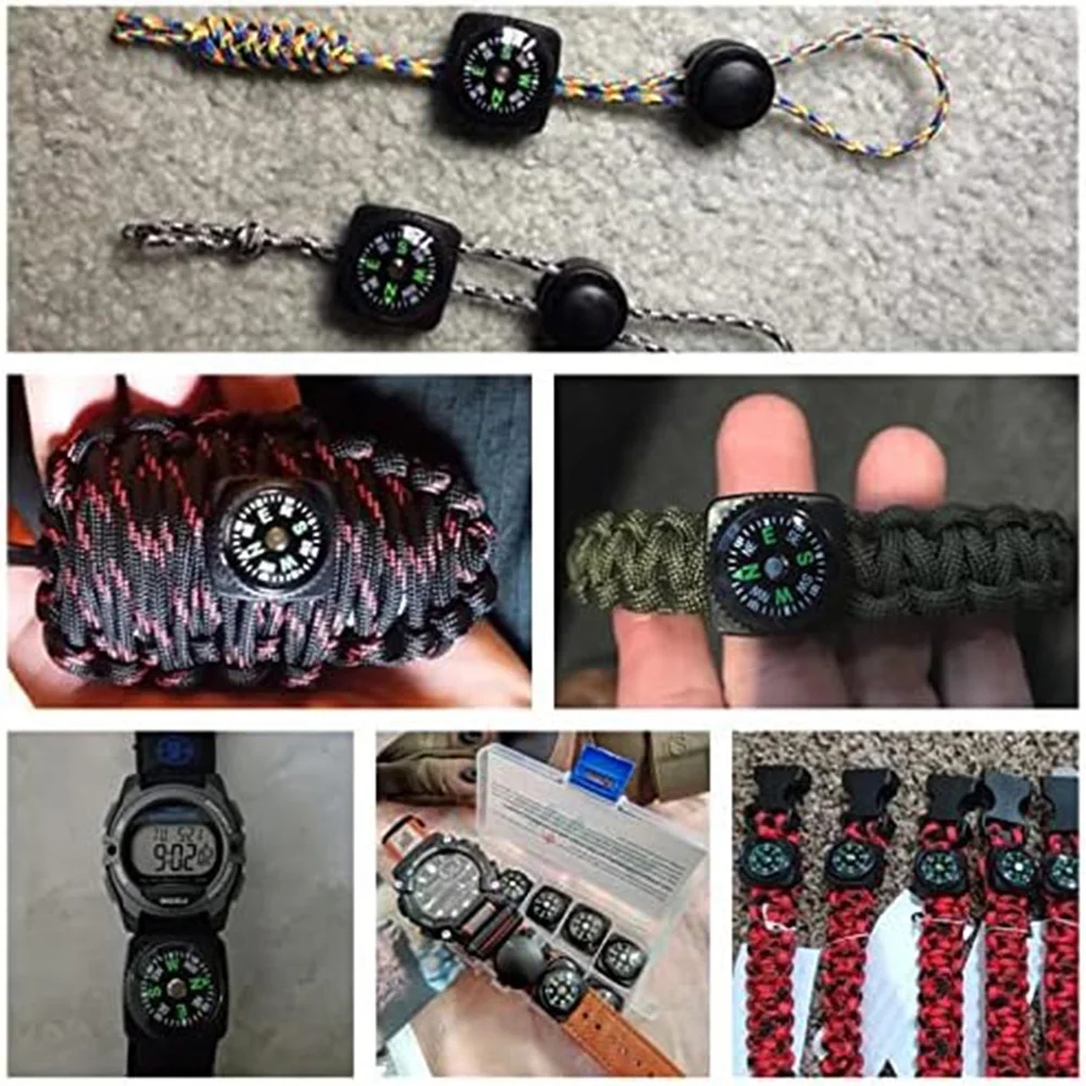 10 pz/lotto Mini Wristband Compass bussola staccabile portatile campeggio all'aperto escursionismo viaggio strumento di navigazione di sopravvivenza di emergenza