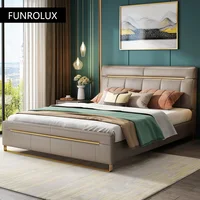 Lit double minimaliste en cuir pour chambre à coucher, chambre principale, lit de mariage High Box, art doux, sportm, moderne 4