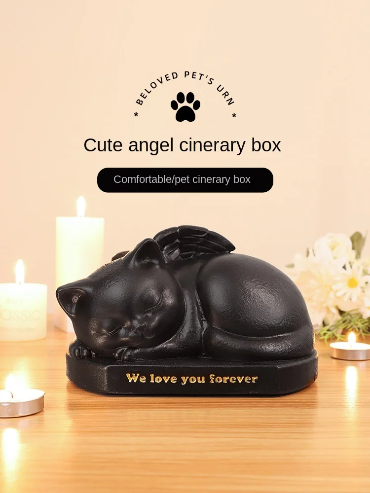 

Angel Pet Urn Cartoon Pet Cat Dog Pet Funeral Memorial Resin Sealed Jar Funeral Cat Memorial