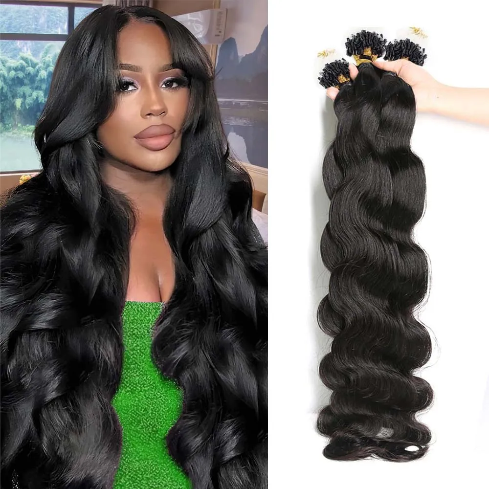 Micro Loop Human Hair Extensions Body Wave Microlink Hair Extensions Natural Color Remy Micro Ring 16-26 Inch For Women