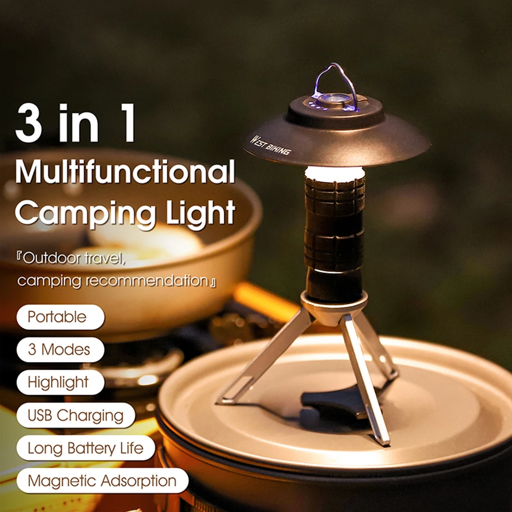 

Portable Camping Light with Magnetic USB Rechargeable 3 Lighting Modes Camping Lantern Outdoor Led Flashlight Tent Camp Supplies