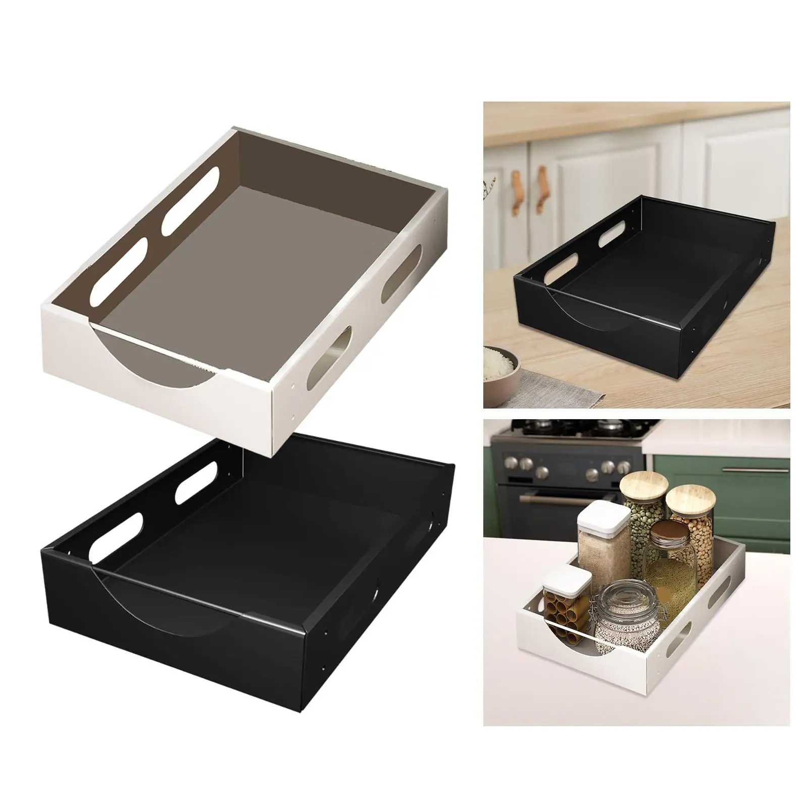 Pull Out Cabinet Organizer Slide Out Drawer Modern Dish Rack for Kitchen Cupboard, Storage Shelf for Restaurant Home Buffet