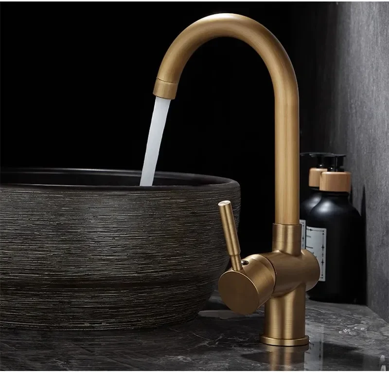 Description Picture 4 of itemAntique Kitchen Faucet 360 Swivel Rotating Sink Mixer Tap Brass Sink Copper Hot And cold