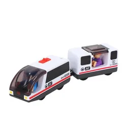 Deluxe Remote - Control Electric Train Set with Wooden Tracks and Magnetic Rail Cars - Perfect Gift (DEEP BLUE)