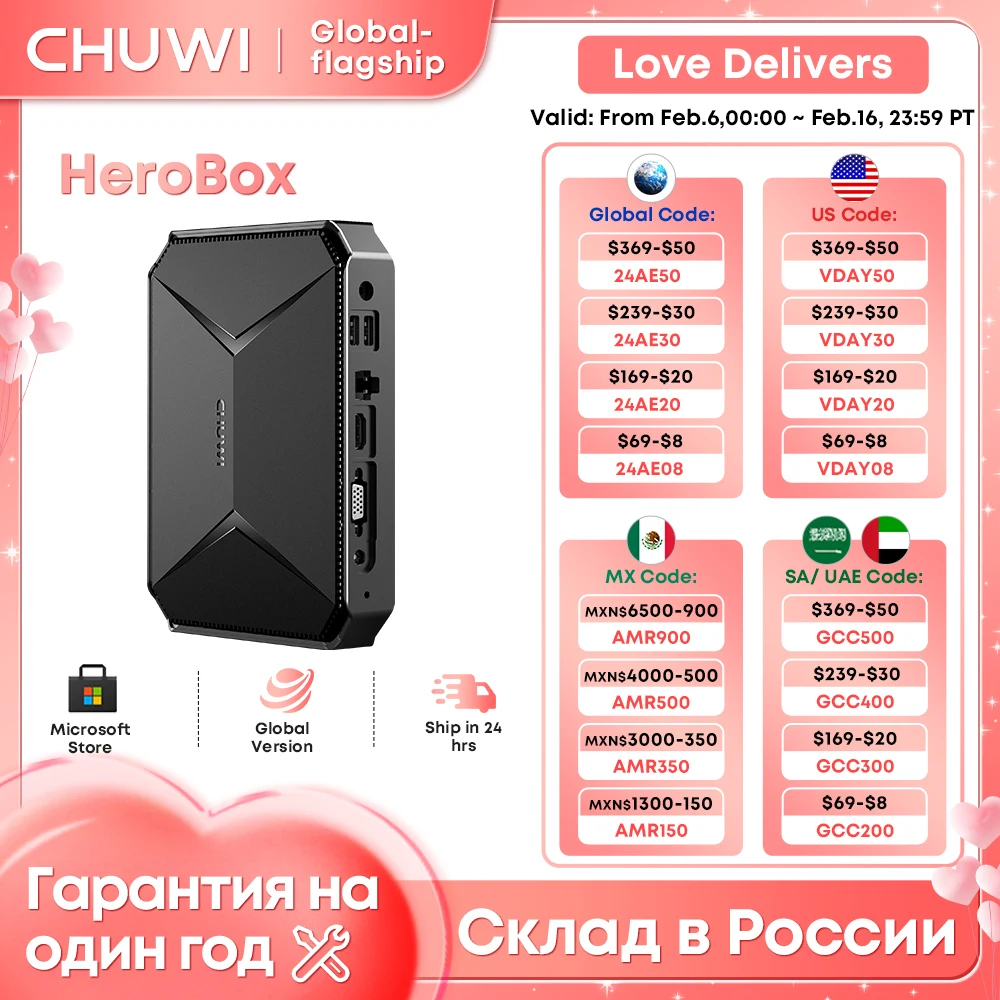 Chuwi Herobox Gaming Mini Pc Intel N100 Uhd Graphics Per 12Th Gen Windows 11 8Gb Ram 256G Ssd Wifi 6 Bluetooth 5.2 Vag