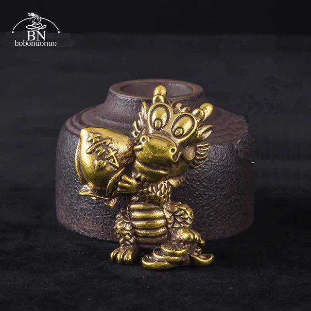 Statue de dragon animal mythique chinois en laiton pur, figurines  miniatures, ornements antiques, ornement de dragon, cadeaux de décoration  Feng Shui, 1PC - AliExpress