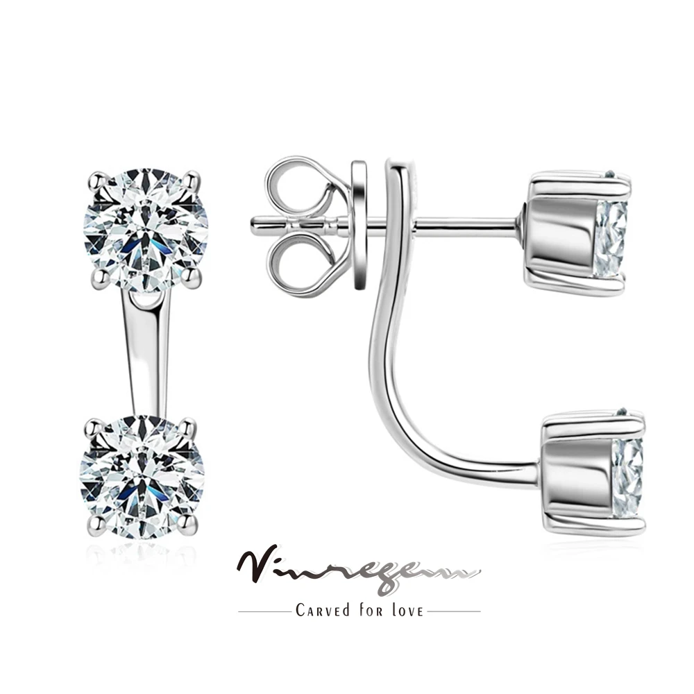 

Vinregem GRA 3EX VVS D Sparkling 5MM Real Moissanite Diamonds Gems Studs Earrings 18K Gold Plated 925 Sterling Silver Jewelry