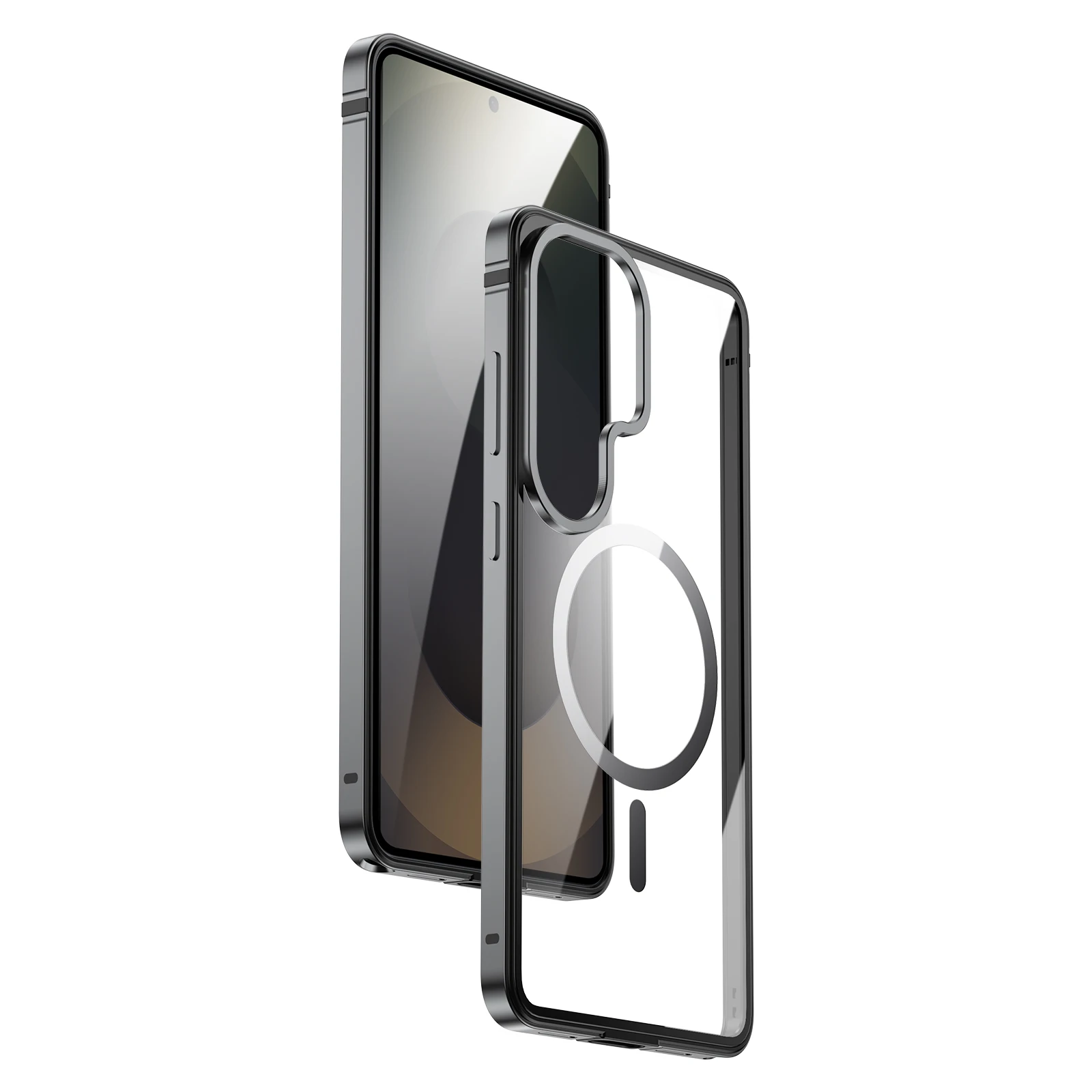 Luxury Aluminum Alloy Frame Translucent Magnetic Phone Case - Wireless Charging & Strong Drop Protection