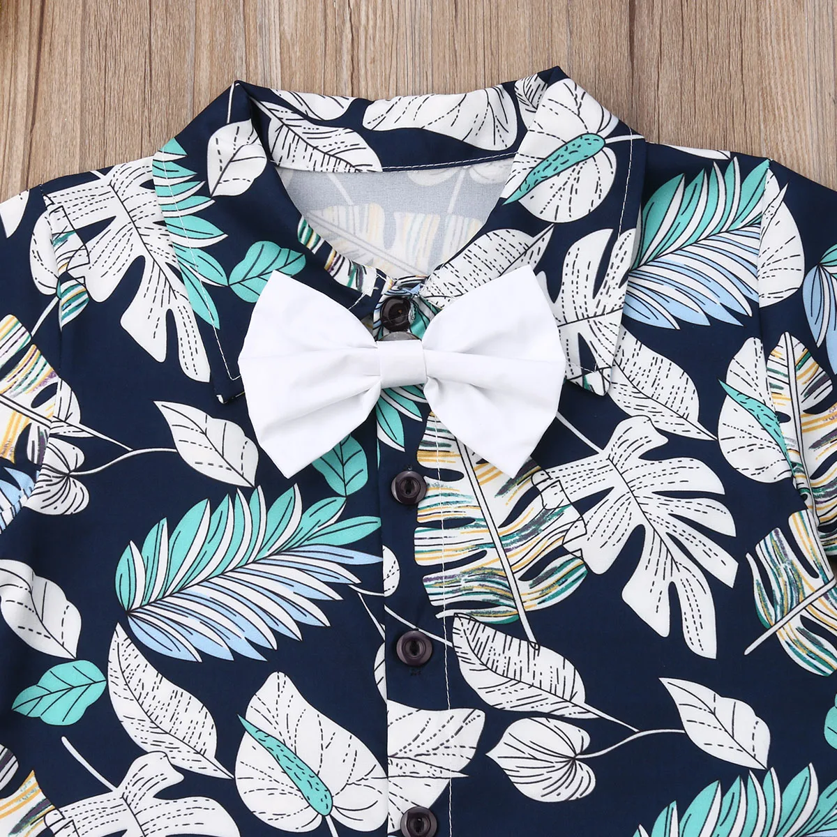 

Toddler Baby Boy Summer Outfits Short Sleeve Button Down Print Shirt with Shorts 2PCS Hawaiian Clothes