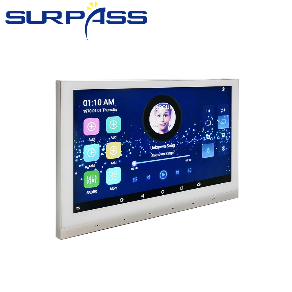 8 Channel Wireless Blue Tooth Wall Amplifier With Touch Screen Online Radio,USB,TF, For Smart Home Audio WIFI BT Amplifier