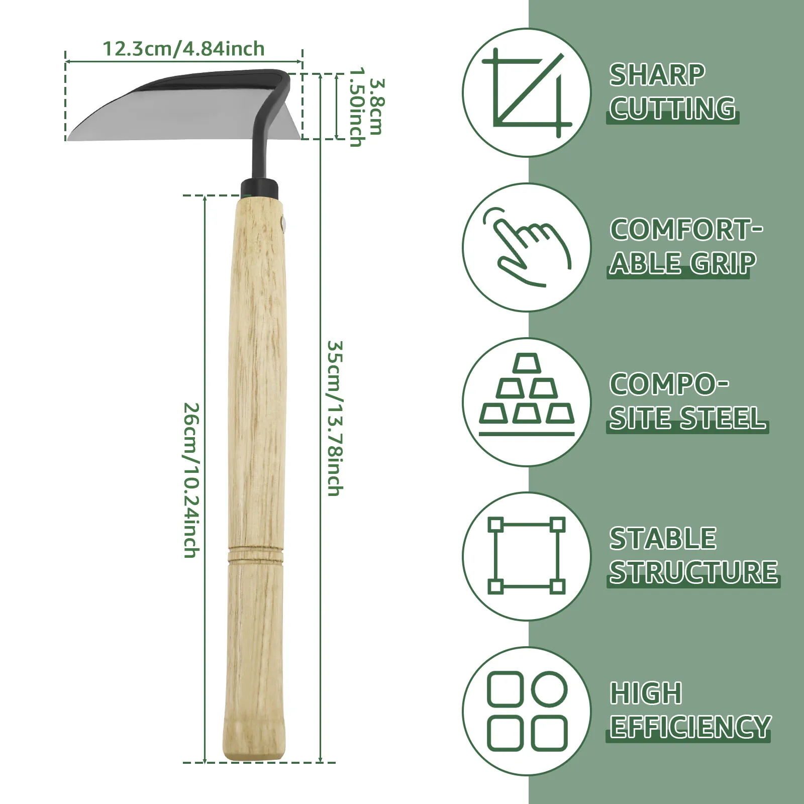 schoffel recht staal/hout 18cm | Harken, schoffels & vorken