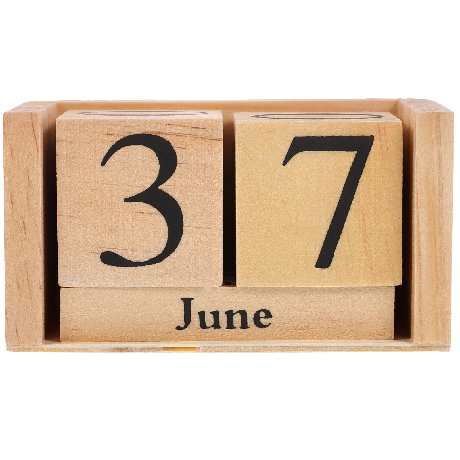Wooden Block Calendar Decorative Perpetual Desk Household Table Decorate Office