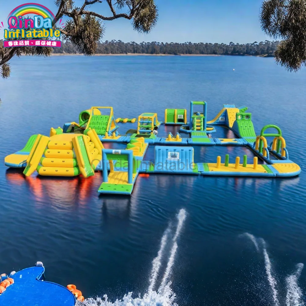 Commercial Floating Toys Inflatable Water Park , Giant Beach Waterpark For Adult
