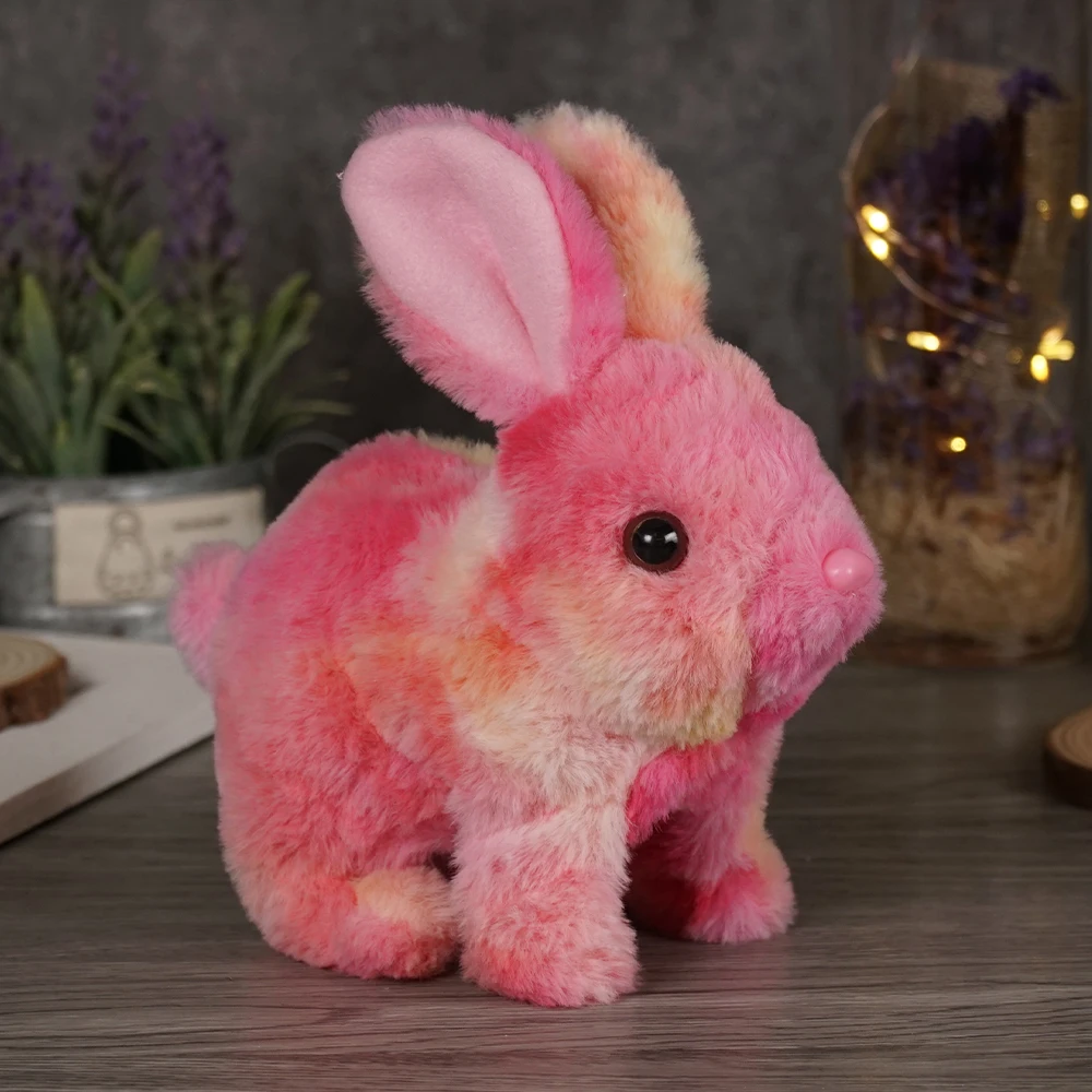 Long-haired Bunny Electric Plush Toy Soft Plush Simulation Shape Small Animal Doll Battery Interactive Children's Favorite Gift plush toys electronic pet rabbit toy