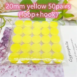 Self - Adhesive Hook and Loop Dots - Strong Double - Sided Tape for Crafting and Sewing (50/100 Pairs) (20mm Yellow 50pairs)