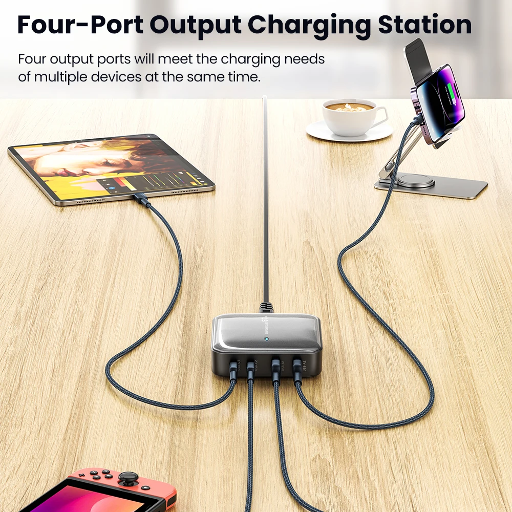 Toocki 67W GaN Desktop Charger Type C Fast Charger For iPhone 14 Samsung 4 in 1 USB Charging Station Adapter For Macbook Laptop