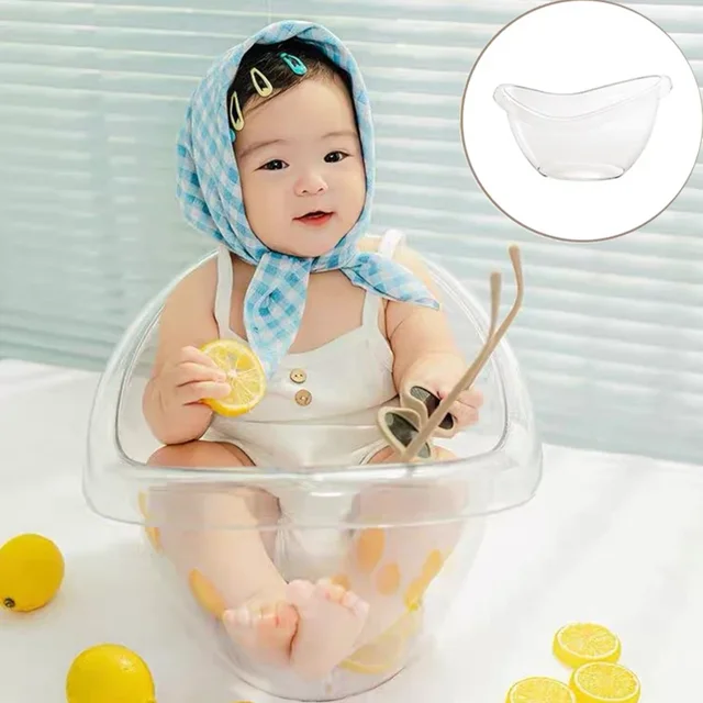 ทารกแรกเกิดการถ่ายภาพ Props พลาสติกโปร่งใสอ่างอาบน้ําเด็กอุปกรณ์เสริมอ่างสําหรับนมสตูดิโอถ่ายภาพเฟอร์นิเจอร์ 1