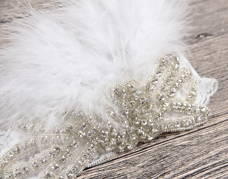 Baby Haarbänder Mit Spitze - 2 Stück In Lila/Flieder Mit Blumen Und Perlen