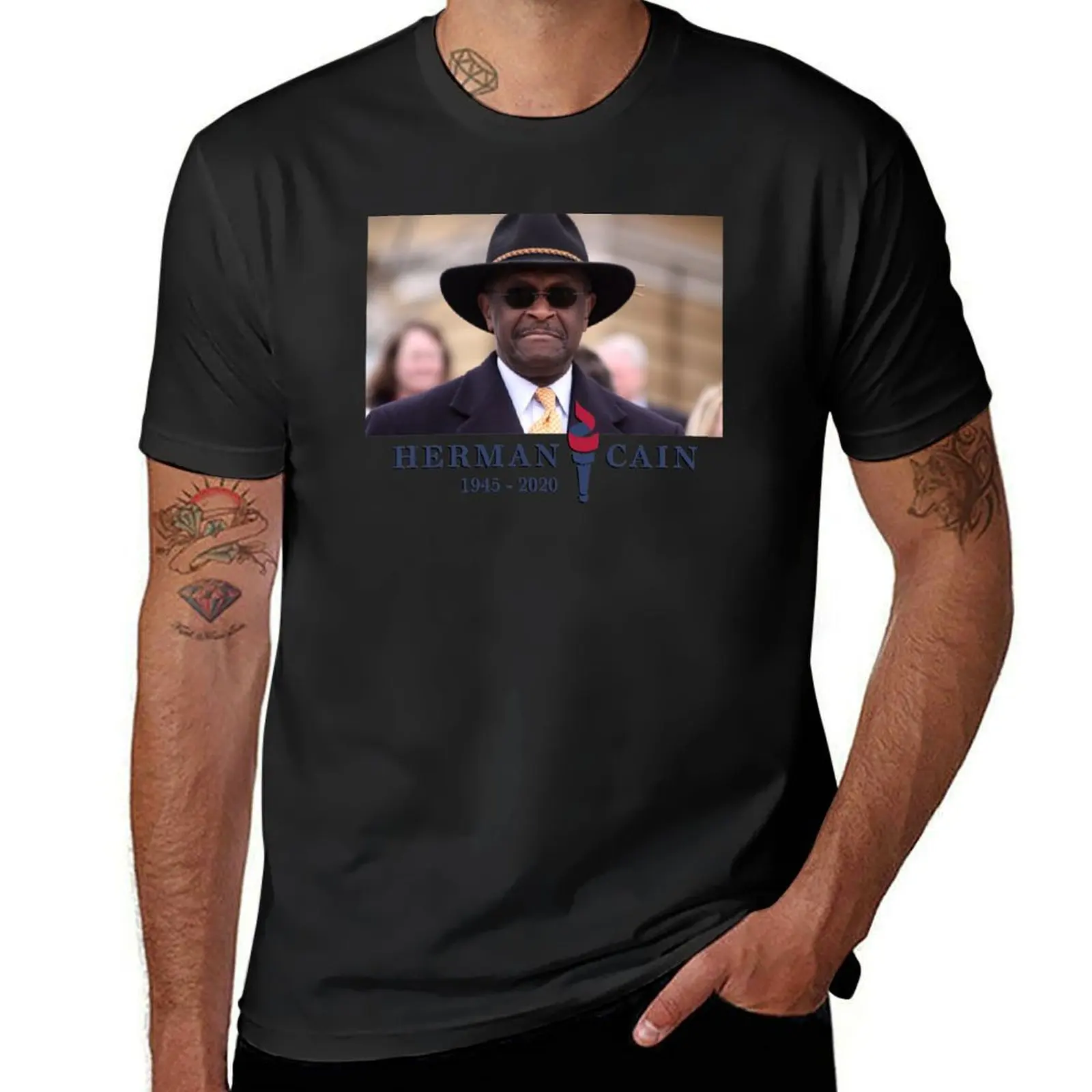 

herman cain rip T-Shirt blacks anime men t shirt