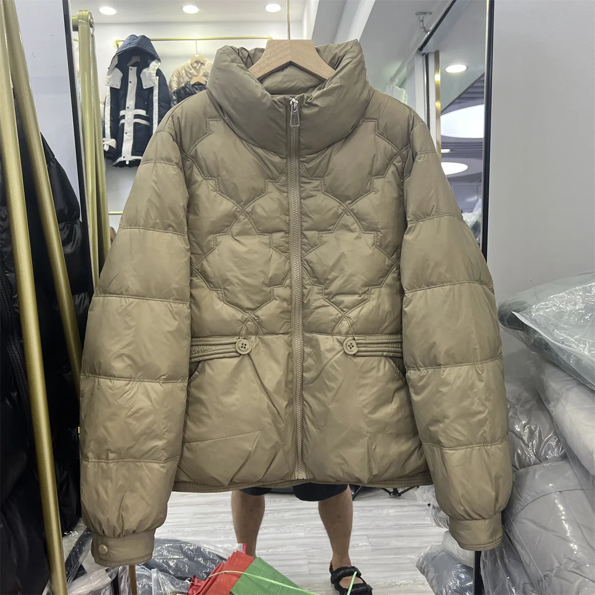 

Fall Winter 2023 New Down Jacket Women Fashion Thin Stand-neck Long Sleeve Casual Warm Loose White Duck Down Coat L265