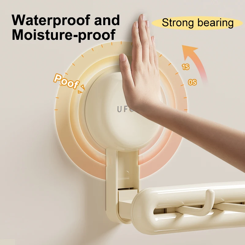 UFORU Bathroom towel rack Perforation-free wall hanging suction cup advanced sense bathroom wall hanging towel rack storage rack 5