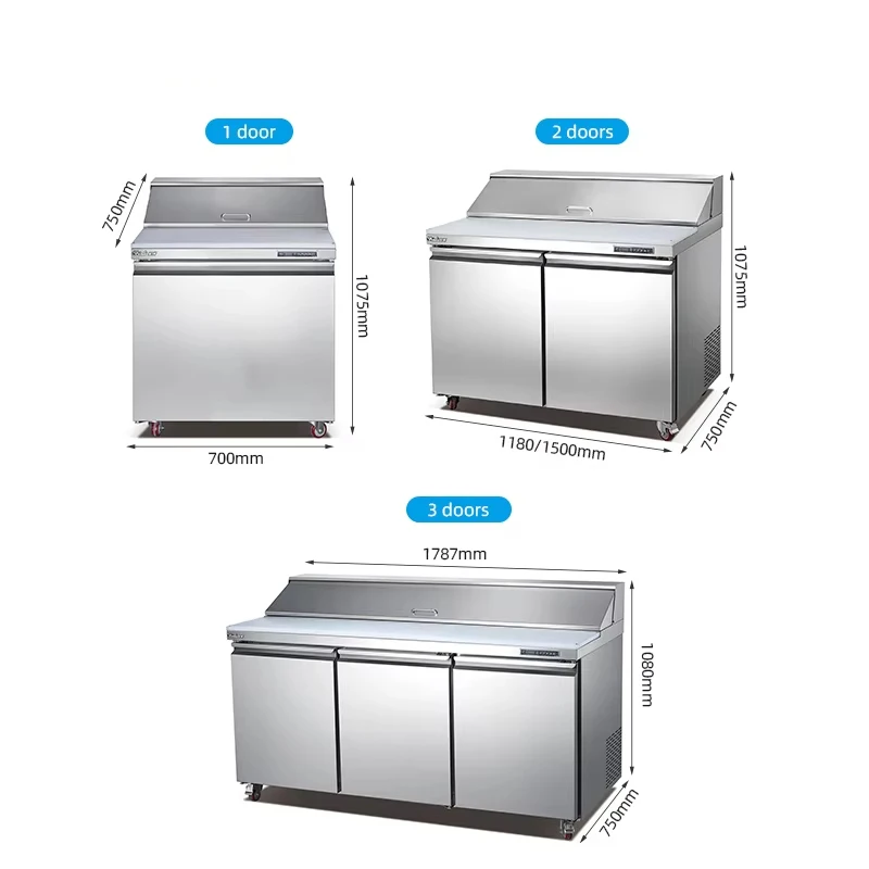 Commercial Refrigerator Sandwich Salad Prep Table 2 Door Stainless Steel Counter Fan Cooling for Restaurant Bar Shop