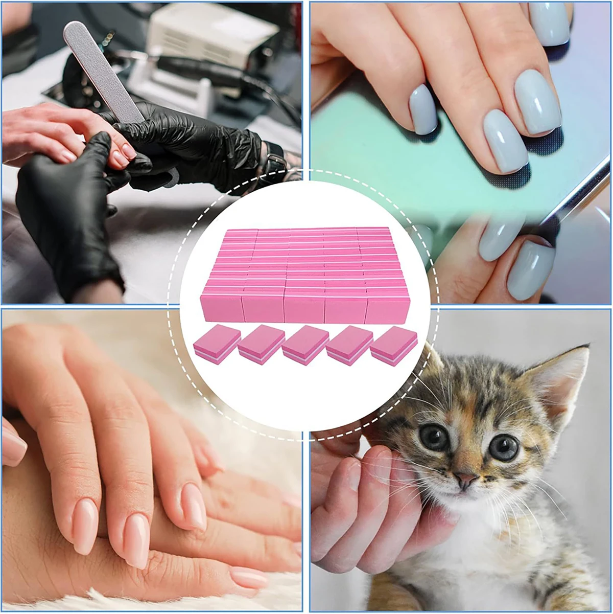 2면 네일 아트 도구 광택 버핑 50개/가방 다채로운 광택 블록 매니큐어용