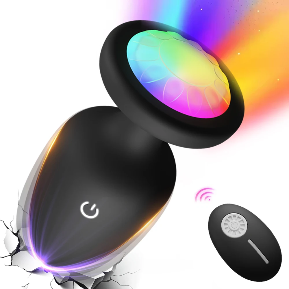 LED Colorful Light Butt Plug Anal Vibrator Wireless Remote Control Prostate Anus Massager Adults Sex Toys for Couples Men Women 2