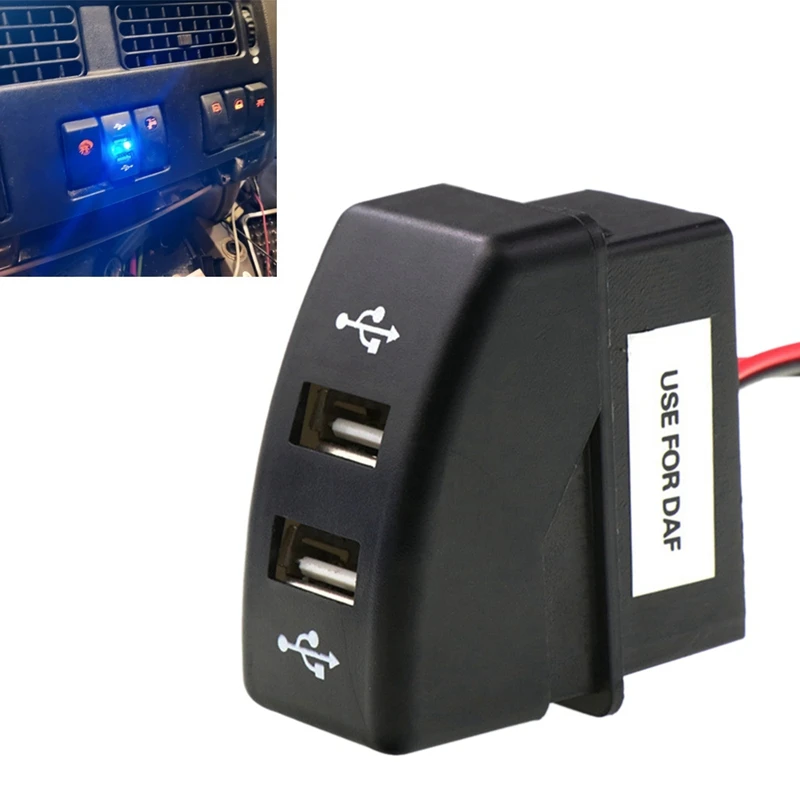 

Автомобильное зарядное устройство с двумя USB-портами, 5 В, 106 А, автомобильная розетка питания с USB, автомобильные аксессуары для DAF, грузовика, DAF 95 XF, XF, 105, 95 CF