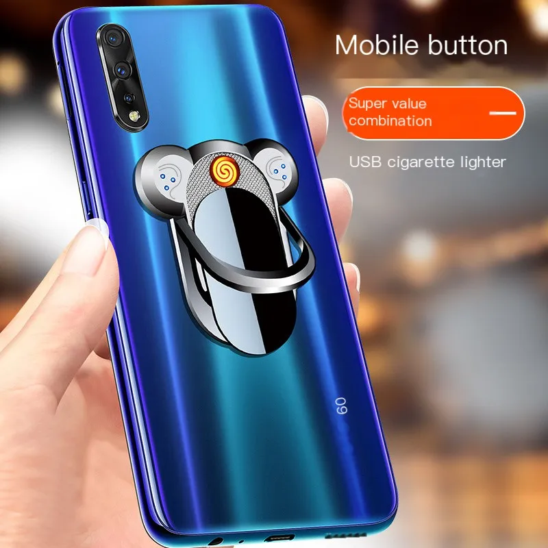 Creative Usb Cigarette Lighter Phone Ring Clip Usb Lighter Phone Ring