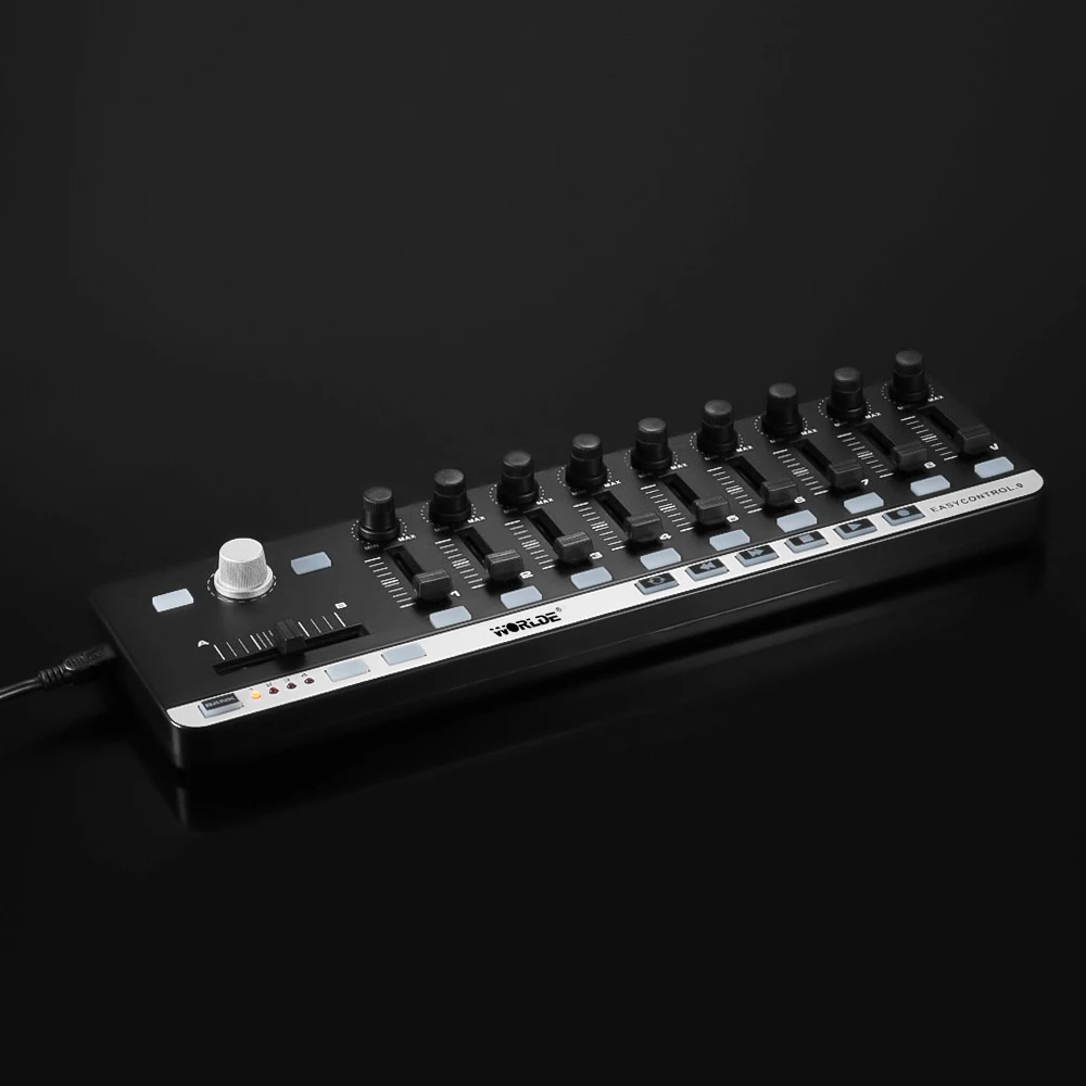 Worlde MIDI Controller EasyControl.9 Portable Mini USB 9 Slim-Line Control With 4 Programmable Memory Banks & 6 Transport Buttons