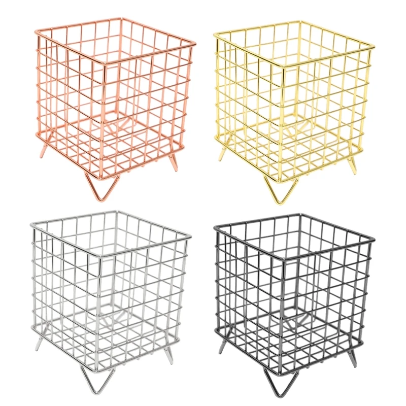 

Скандинавская металлическая корзина для хранения из железной проволоки, настольный держатель для кистей для макияжа, настольный