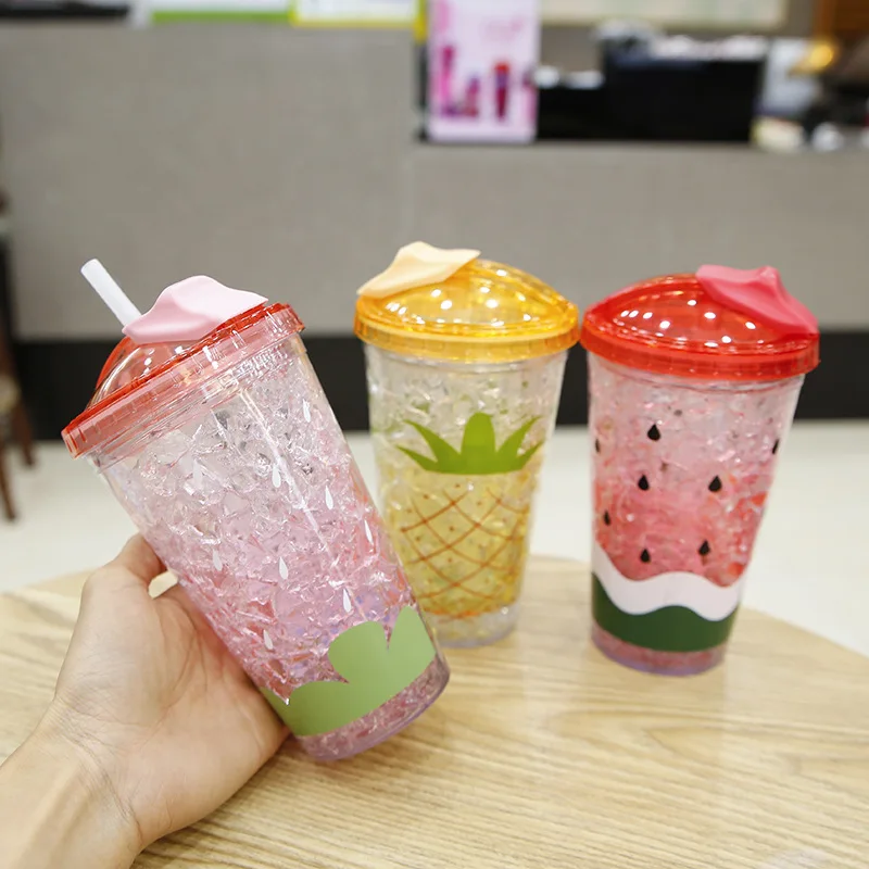 Mini Fresh Letters Summer Ice Cups Ice Cups Come With Straws Subnet Red Ins  Water Cups Plastic Crushed Ice Cups - AliExpress