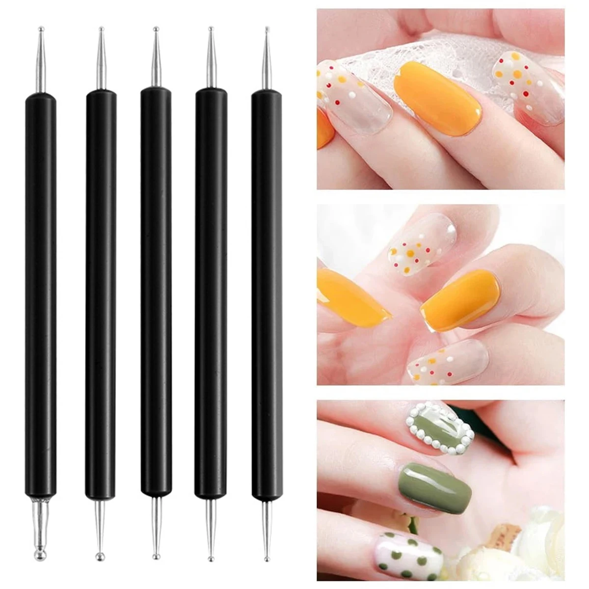 Ball Embossing Stylus Embossing Tracing Pen Metal Score Tracing Pen Nail Dotting Tool DIY Nail Design Transfer Painti 5 Pack