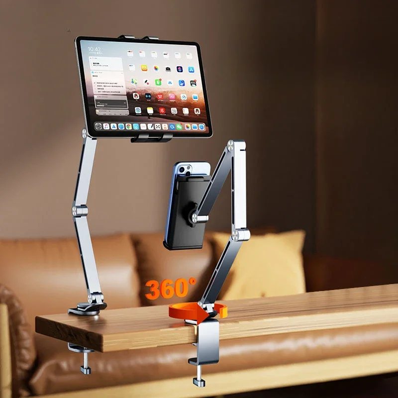 Liga de Alumínio Dobrável Suporte do Monitor Braço Mesa Riser 360 Rotação Vesa Mount 14 156 173 Expansão Display - Imagem 3