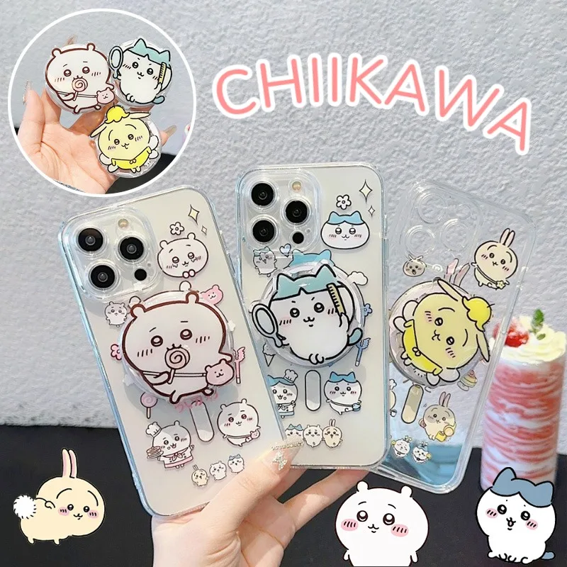 치카와 하치웨어 우사기 맥세이프 무선 충전 케이스, 아이폰 11, 12, 13, 14, 15 프로 맥스 플러스, 마그네틱 귀여운 거치대 범퍼 커버 