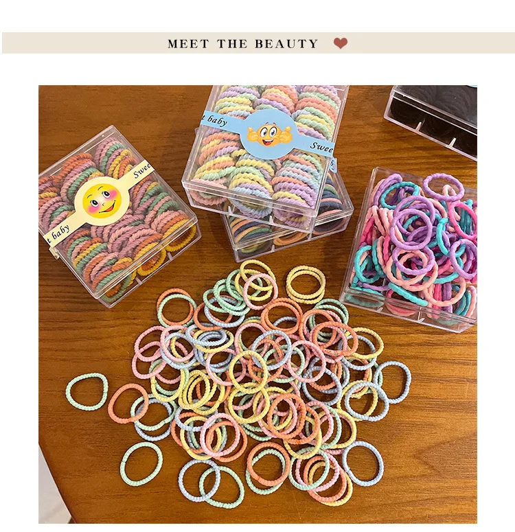 300 Teile/beutel kinder Gummiband Mädchen Krawatte Haar Ohne Verletzen Haar Gute Elastizität Langlebig Stirnband Infant Nette Baby Daumen – Detail 1
