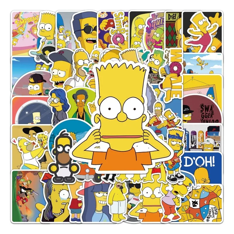 54pcs Unique Simpson Personality Cartoon Stickers - Waterproof Graffiti Decor for Luggage, Fridges, and More