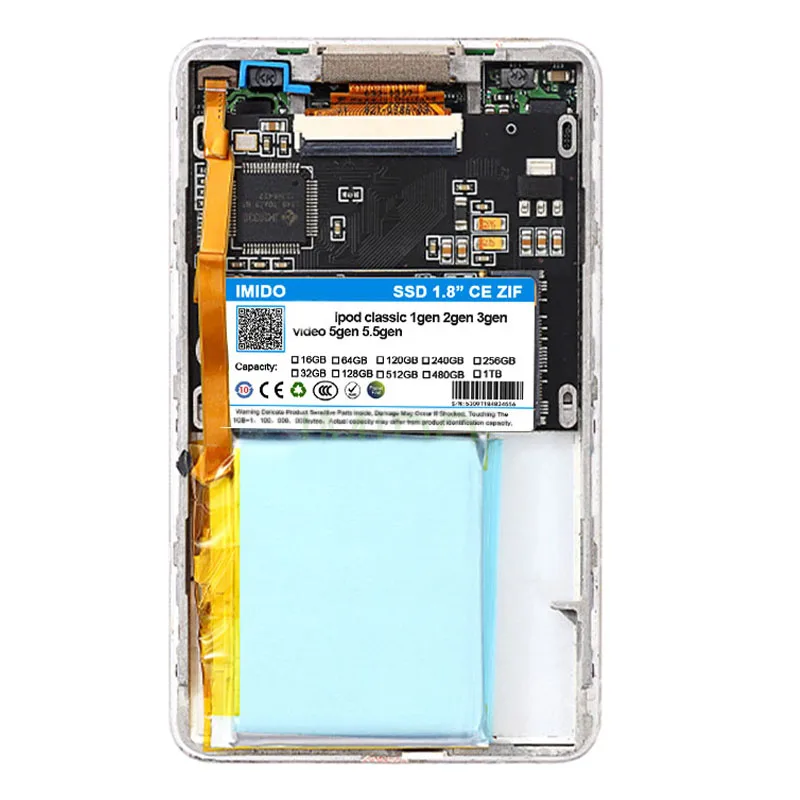 Kit De Atualização Ipod Classic Ssd 128gb Incluído Peças Tampa