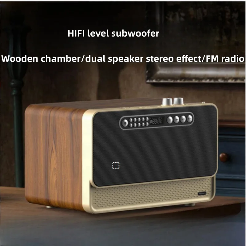 

W1 Vintage Wireless Bluetooth Speaker Wooden Outdoor Portable High Volume High Power Subwoofer U Disk Sound HiFi Vintage Radio
