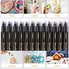 

12 Color Metallic Pens Art Marker Set Funnasting Paint Pen Markers Card DIY Photo Album Drawing forGraffiti Writing Scrapbook
