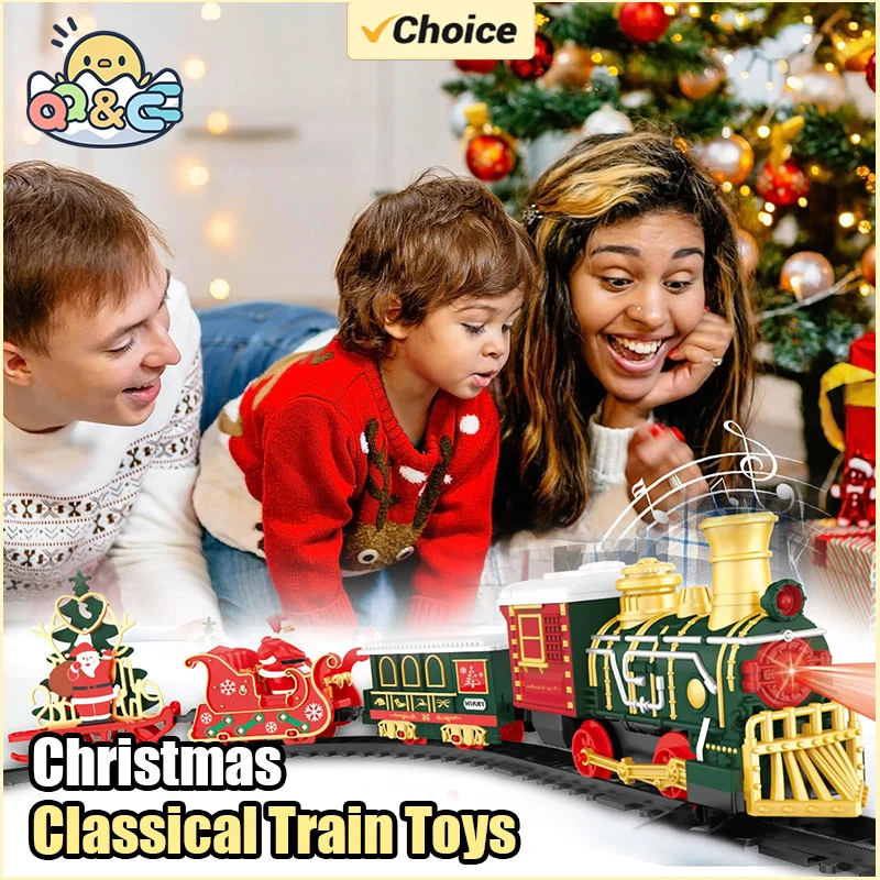 Electric Steam Train Model with Lights for Kids Holiday Gifts