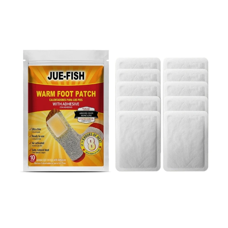 10Pcs Winter Foot Warmer Patch Adhesive Toe Warmers Heating Pads Up to 8 Hours Long Lasting Air Activated Stickers Warm